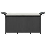 NNEVL Garden Bench with Cushion Black 116x46x57 cm Poly Rattan