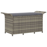 NNEVL Garden Bench with Cushion Grey 116x46x57 cm Poly Rattan