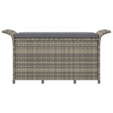 NNEVL Garden Bench with Cushion Grey 116x46x57 cm Poly Rattan