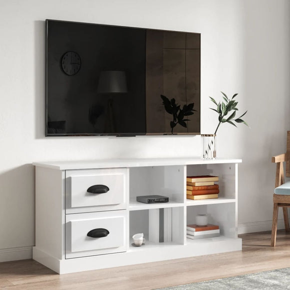 NNEVL TV Cabinet High Gloss White 102x35.5x47.5 cm Engineered Wood
