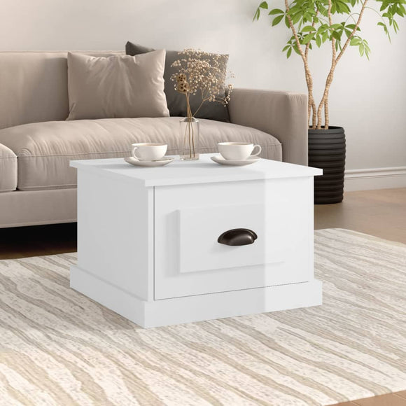 NNEVL Coffee Table High Gloss White 50x50x35 cm Engineered Wood