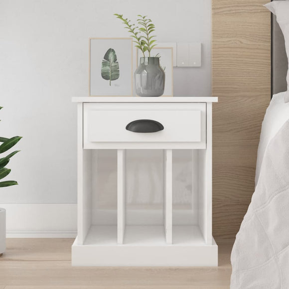 NNEVL Bedside Cabinet High Gloss White 43x36x50 cm