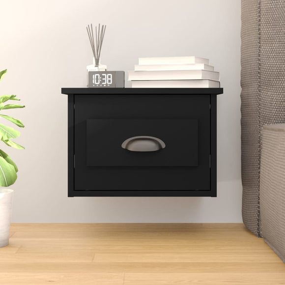 NNEVL Wall-mounted Bedside Cabinet Black 41.5x36x28cm