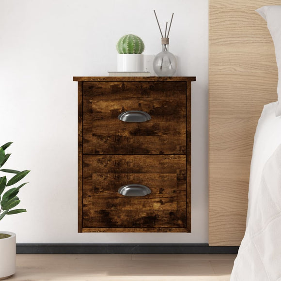 NNEVL Wall-mounted Bedside Cabinets 2 pcs Smoked Oak 41.5x36x53cm