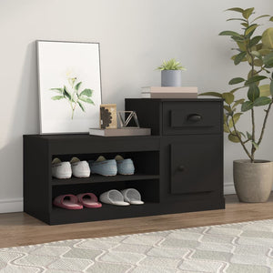 NNEVL Shoe Cabinet Black 100x42x60 cm Engineered Wood