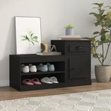 NNEVL Shoe Cabinet Black 100x42x60 cm Engineered Wood