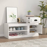 NNEVL Shoe Cabinet High Gloss White 100x42x60 cm Engineered Wood