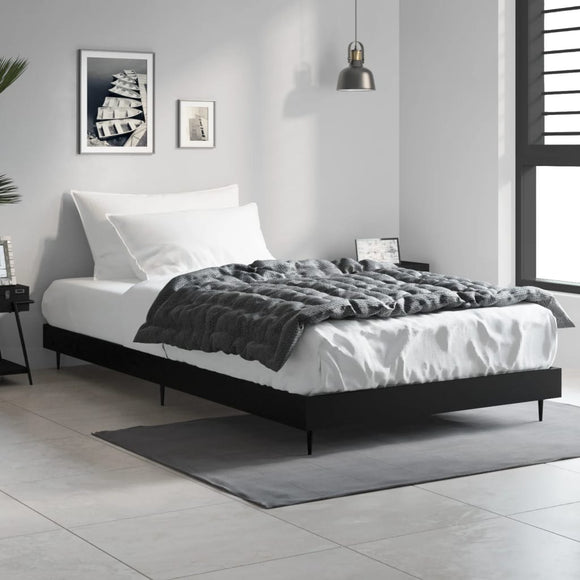 NNEVL Bed Frame Black 92x187 cm Single Size Engineered Wood