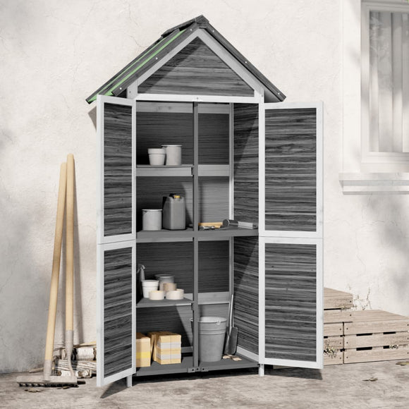 NNEVL Garden Tool Shed Grey 89x52.5x175 cm Solid Wood Pine