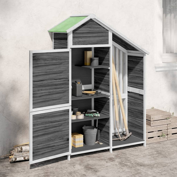 NNEVL Garden Tool Shed Grey 120x53.5x170 cm Solid Wood Pine
