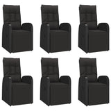 NNEVL 7 Piece Garden Dining Set Black Poly Rattan&Solid Wood Acacia