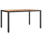 NNEVL 7 Piece Garden Dining Set Black Poly Rattan&Solid Wood Acacia