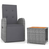NNEVL 2 Piece Garden Lounge Set Grey Poly Rattan&Solid Wood Acacia