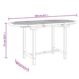 NNEVL Extending Garden Table 110-160x80x75 cm Solid Wood Teak