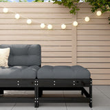 NNEVL Garden Footstool with Cushion Black Solid Wood Pine