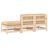 NNEVL 3 Piece Garden Lounge Set with Cushions Solid Wood