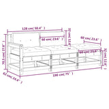 NNEVL 3 Piece Garden Lounge Set with Cushions Solid Wood