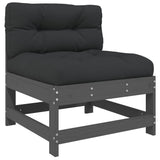 NNEVL 3 Piece Garden Lounge Set with Cushions Grey Solid Wood