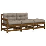 NNEVL 3 Piece Garden Lounge Set with Cushions Honey Brown Solid Wood