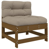 NNEVL 3 Piece Garden Lounge Set with Cushions Honey Brown Solid Wood