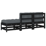 NNEVL 3 Piece Garden Lounge Set with Cushions Black Solid Wood