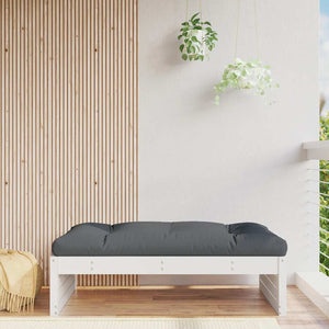 NNEVL Garden Footstool White 120x80 cm Solid Wood Pine