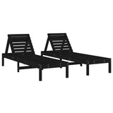 NNEVL Sun Loungers 2 pcs Black 199.5x60x74 cm Solid Wood Pine