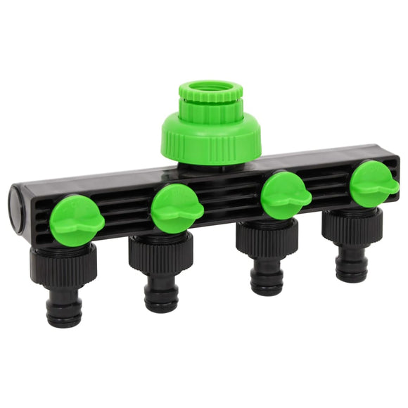 NNEVL 4-Way Tap Adaptor Green and Black 19.5x6x11 cm ABS & PP