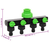 NNEVL 4-Way Tap Adaptor Green and Black 19.5x6x11 cm ABS & PP