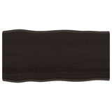 NNEVL Table Top Dark Brown 100x50x2 cm Treated Solid Wood Oak Live Edge