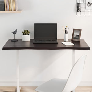 NNEVL Table Top Dark Brown 100x50x2 cm Treated Solid Wood Oak Live Edge