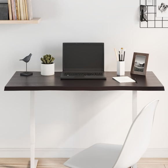 NNEVL Table Top Dark Brown 100x50x2 cm Treated Solid Wood Oak Live Edge