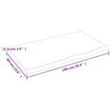 NNEVL Table Top Dark Brown 100x60x(2-4) cm Treated Solid Wood Live Edge