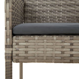 NNEVL 3 Piece Garden Dining Set with Cushions Black and Grey Poly Rattan