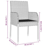 NNEVL 3 Piece Garden Dining Set with Cushions Black and Grey Poly Rattan