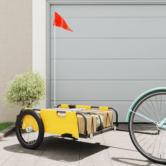 NNEVL Bike Trailer Yellow Oxford Fabric and Iron