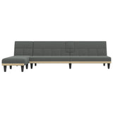 NNEVL L-shaped Sofa Bed Dark Grey 255x140x70 cm Fabric