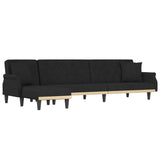 NNEVL L-shaped Sofa Bed Black 271x140x70 cm Velvet