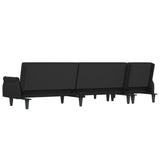 NNEVL L-shaped Sofa Bed Black 271x140x70 cm Velvet