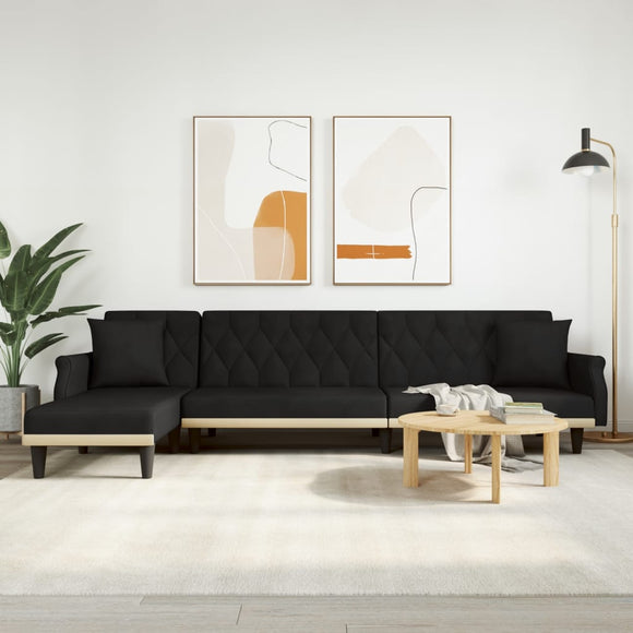 NNEVL L-shaped Sofa Bed Black 271x140x70 cm Velvet