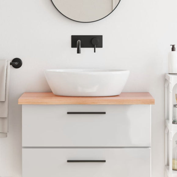 NNEVL Bathroom Countertop Light Brown 80x50x4 cm Treated Solid Wood