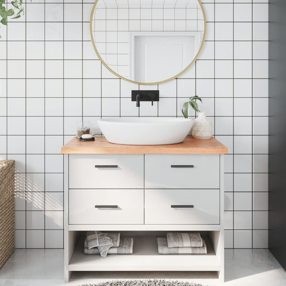 NNEVL Bathroom Countertop Light Brown 100x40x4 cm Treated Solid Wood