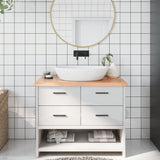 NNEVL Bathroom Countertop Light Brown 100x40x4 cm Treated Solid Wood