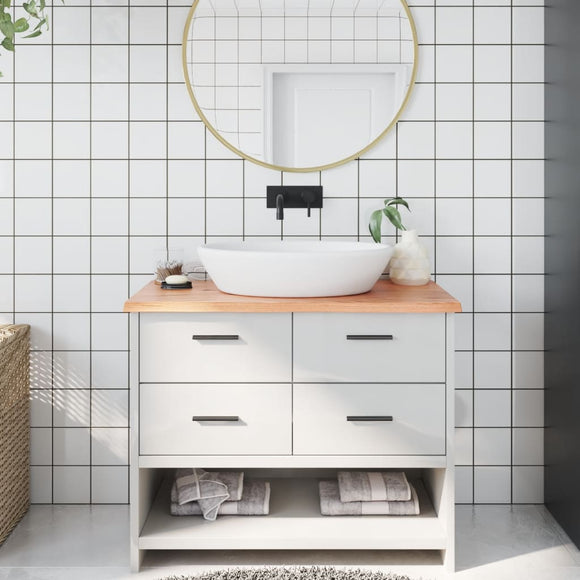 NNEVL Bathroom Countertop Light Brown 100x50x2 cm Treated Solid Wood