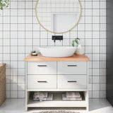 NNEVL Bathroom Countertop Light Brown 100x50x4 cm Treated Solid Wood