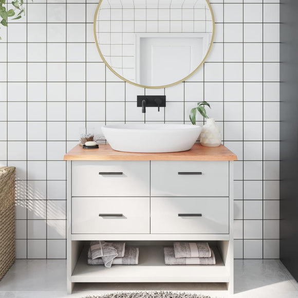 NNEVL Bathroom Countertop Light Brown 100x60x2 cm Treated Solid Wood
