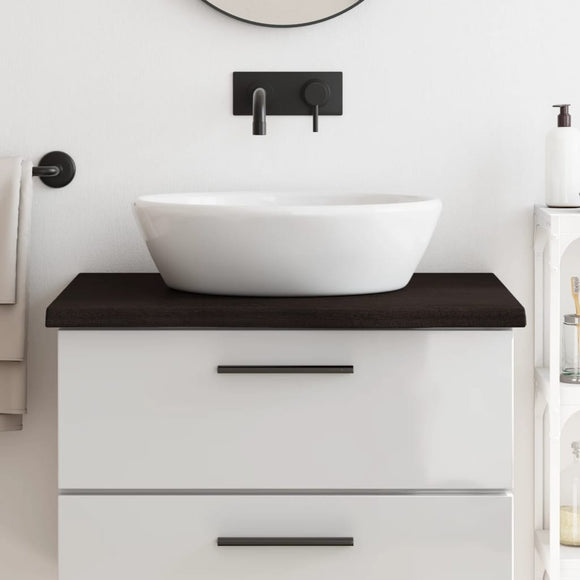 NNEVL Bathroom Countertop Dark Brown 80x50x4 cm Treated Solid Wood