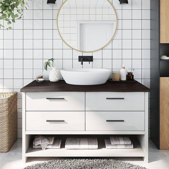 NNEVL Bathroom Countertop Dark Brown 100x50x4 cm Treated Solid Wood
