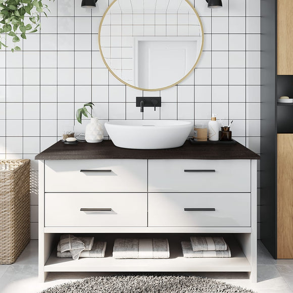 NNEVL Bathroom Countertop Dark Brown 100x60x2 cm Treated Solid Wood