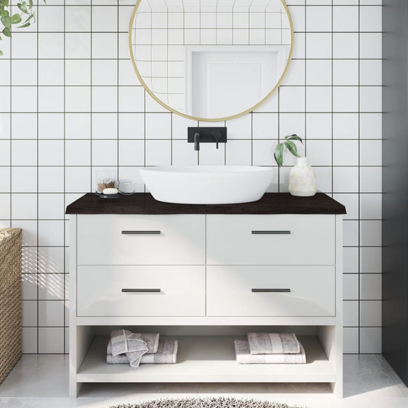 NNEVL Bathroom Countertop Dark Brown 120x50x4 cm Treated Solid Wood
